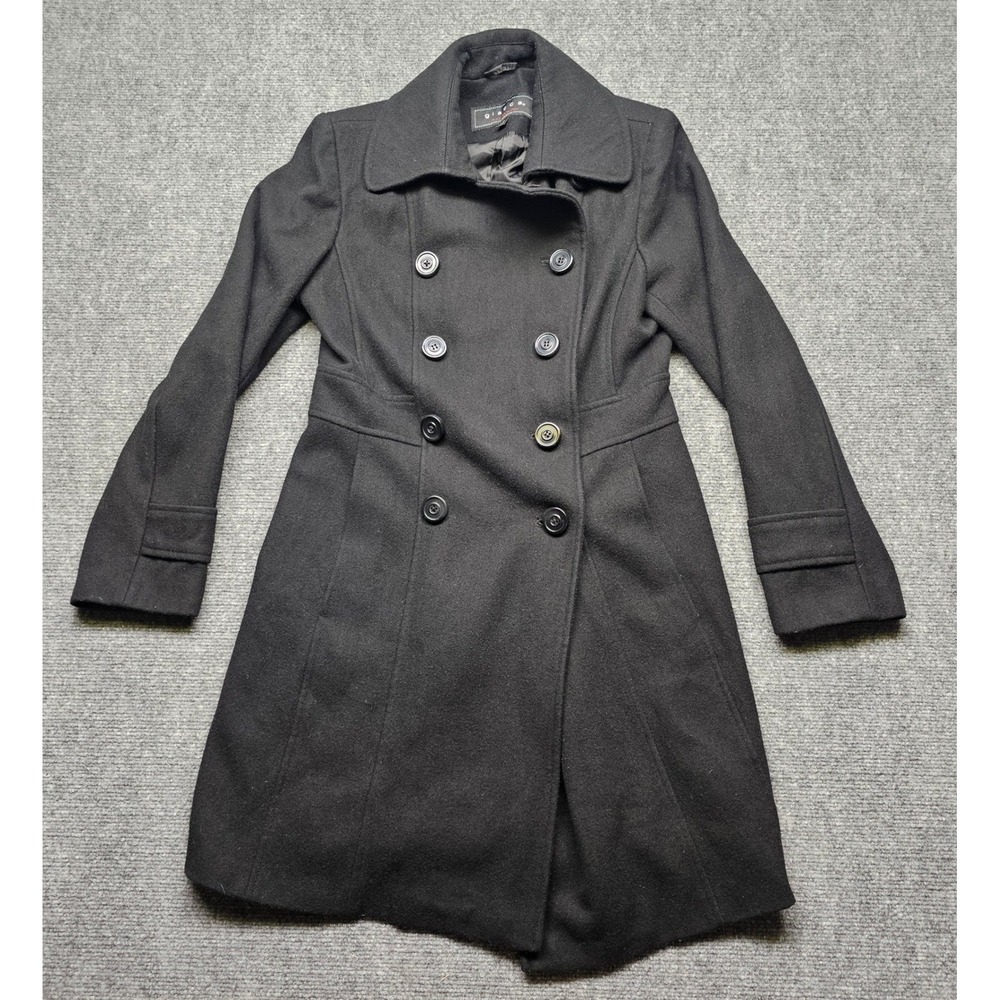 Giacca Gallery Co Womens Black Wool Blend Double Breasted Pea Coat Small